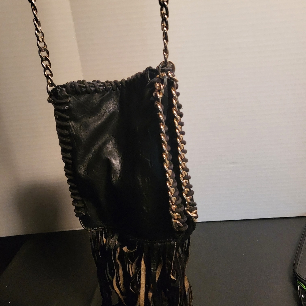 Small funky fringe purse with chain crossbody